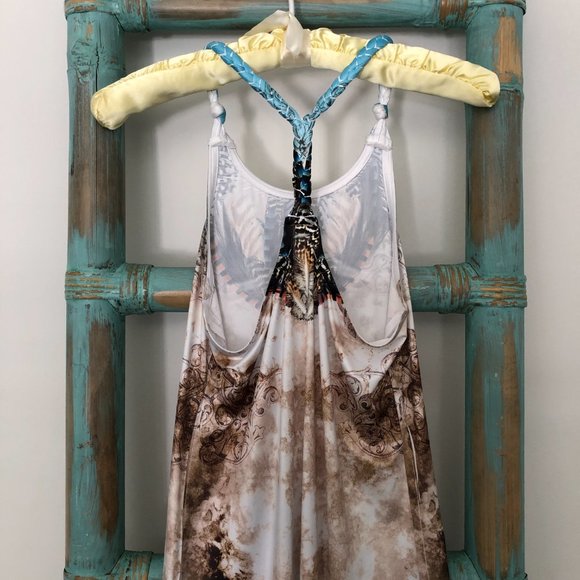 Sophie & Mia Feather Print High- Low Dress with Braided Racerback Straps - Picture 9 of 14